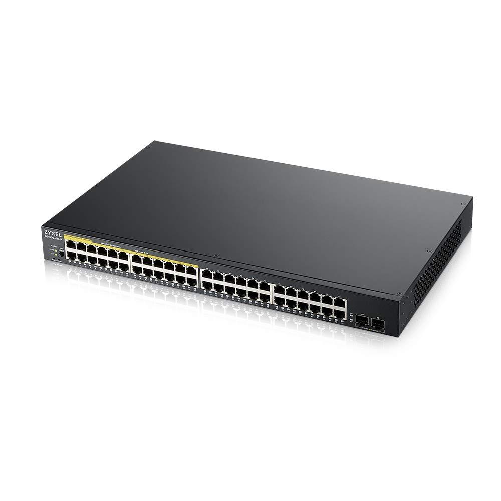 zyxel-48-porte-gigabit-poe-switch-gestione-smart-montaggio-in-rack-48-porte-poe-con-budget-da-170-w-e-2-porte-sfp-vlan-igmp-qos-garanzia-a-vita-gs1900-48hp