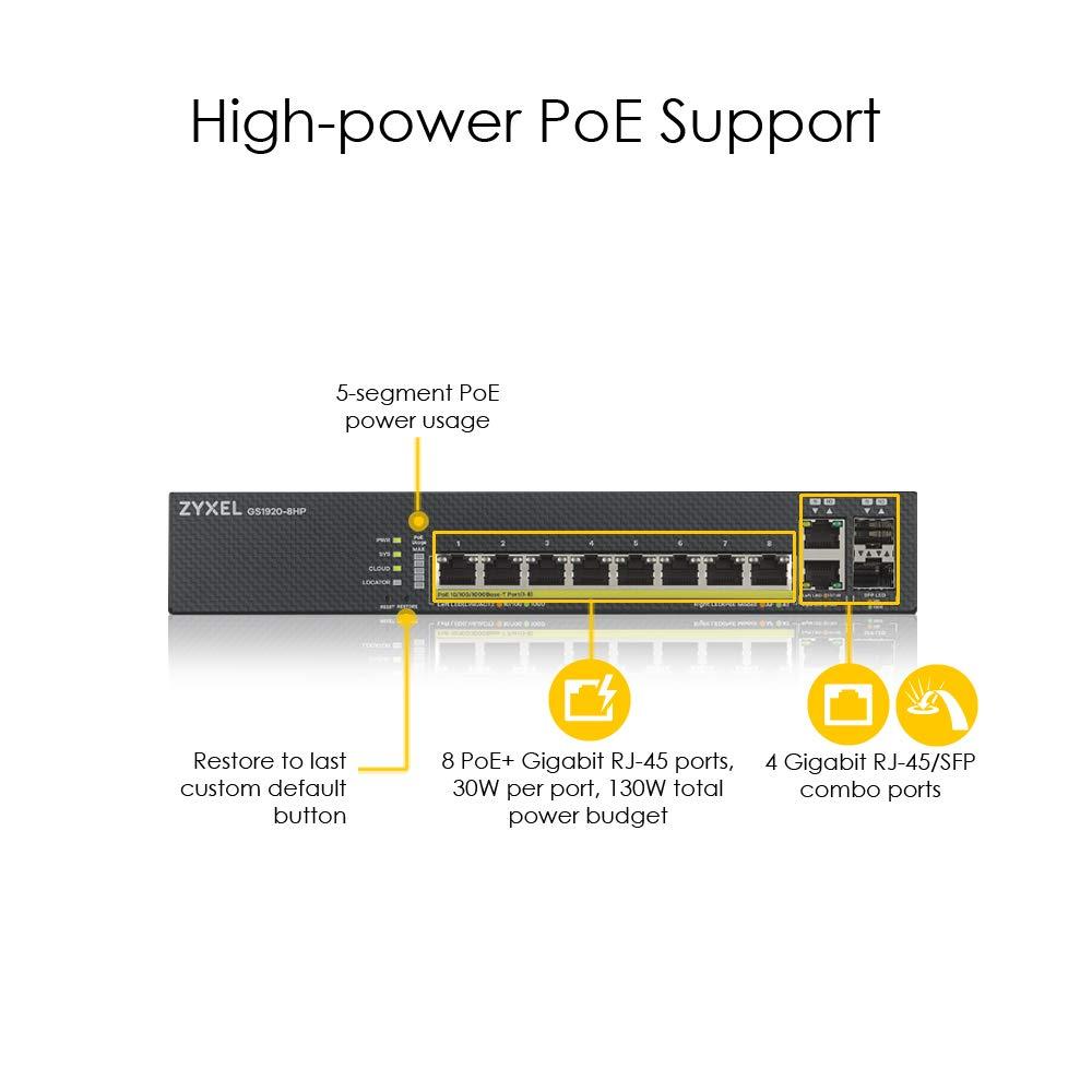 zyxel-switch-poe-smart-managed-ethernet-gigabit-8-porte-con-130-watt-budget-e-2-porte-combo-gigabit-e-modalita-cloud-ibrida-garanzia-a-vita-gs1920-8hpv2