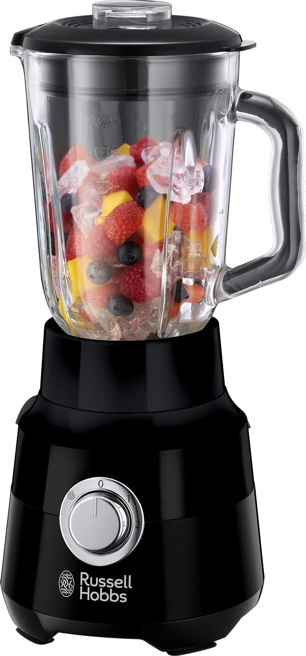 russell-hobbs-frullatore-elettrico-recipiente-in-vetro-da-1-5-l-motore-potente-da-0-9-hp-tritaghiaccio-lama-in-acciaio-inox-smoothie-mixer-senza-bpa-tritatutto-elettrico-nero-24722-56
