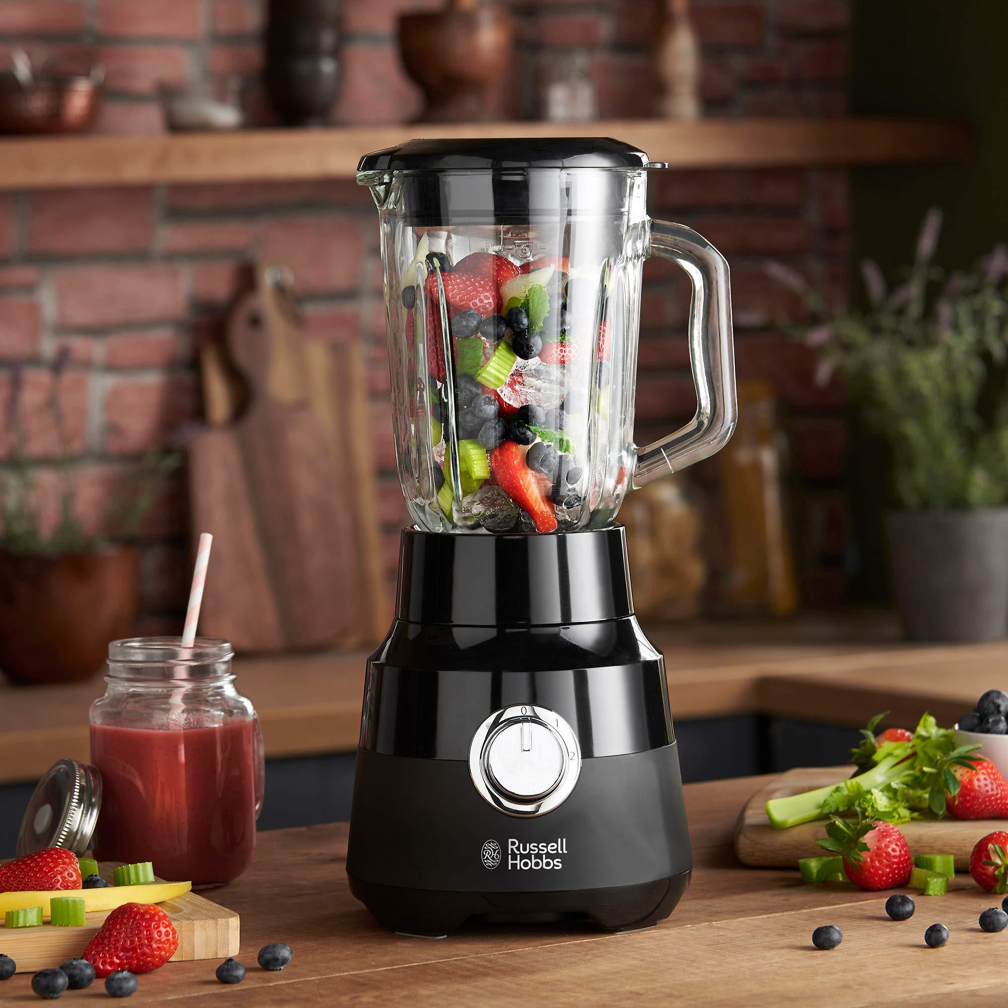 russell-hobbs-frullatore-elettrico-recipiente-in-vetro-da-1-5-l-motore-potente-da-0-9-hp-tritaghiaccio-lama-in-acciaio-inox-smoothie-mixer-senza-bpa-tritatutto-elettrico-nero-24722-56