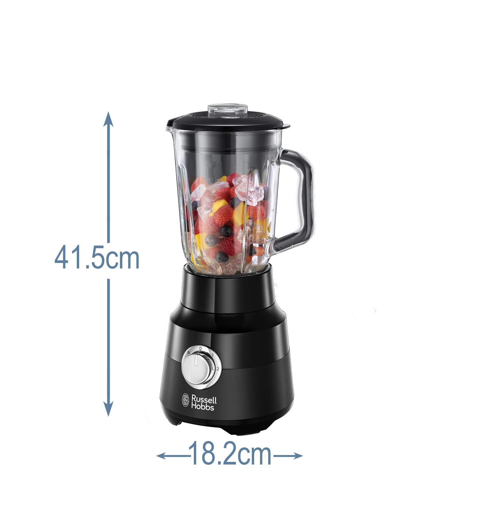 russell-hobbs-frullatore-elettrico-recipiente-in-vetro-da-1-5-l-motore-potente-da-0-9-hp-tritaghiaccio-lama-in-acciaio-inox-smoothie-mixer-senza-bpa-tritatutto-elettrico-nero-24722-56