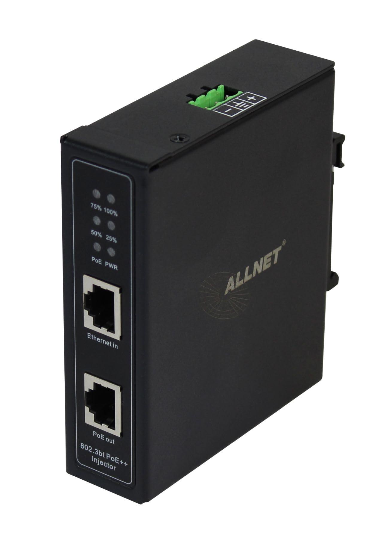 allnet-z-poe-injektor-industrial-gigabit-poe-bt-15-4w-30w-90w-din-metallgehause-all-pi2014-i-bt90