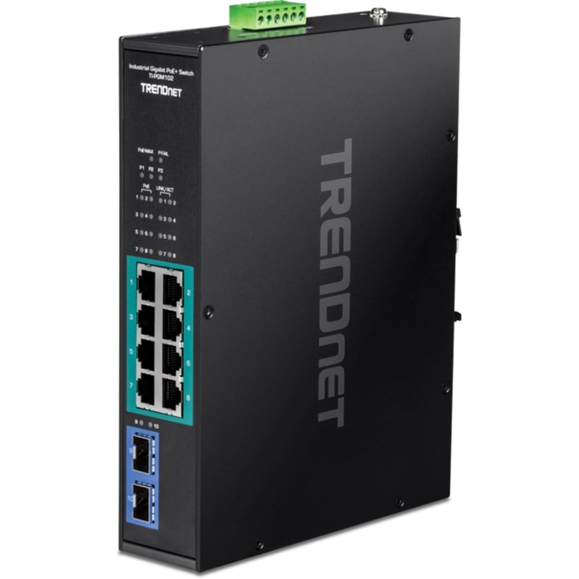 trendnet-ti-pgm102-switch-gigabit-poe-industriale-10-porte-intervallo-di-temperature-estreme-20-65-c-4-149-f-guida-din-50-55-v-dc-8-porte-gigabit-poe-2-x-sfp-gigabit-slot