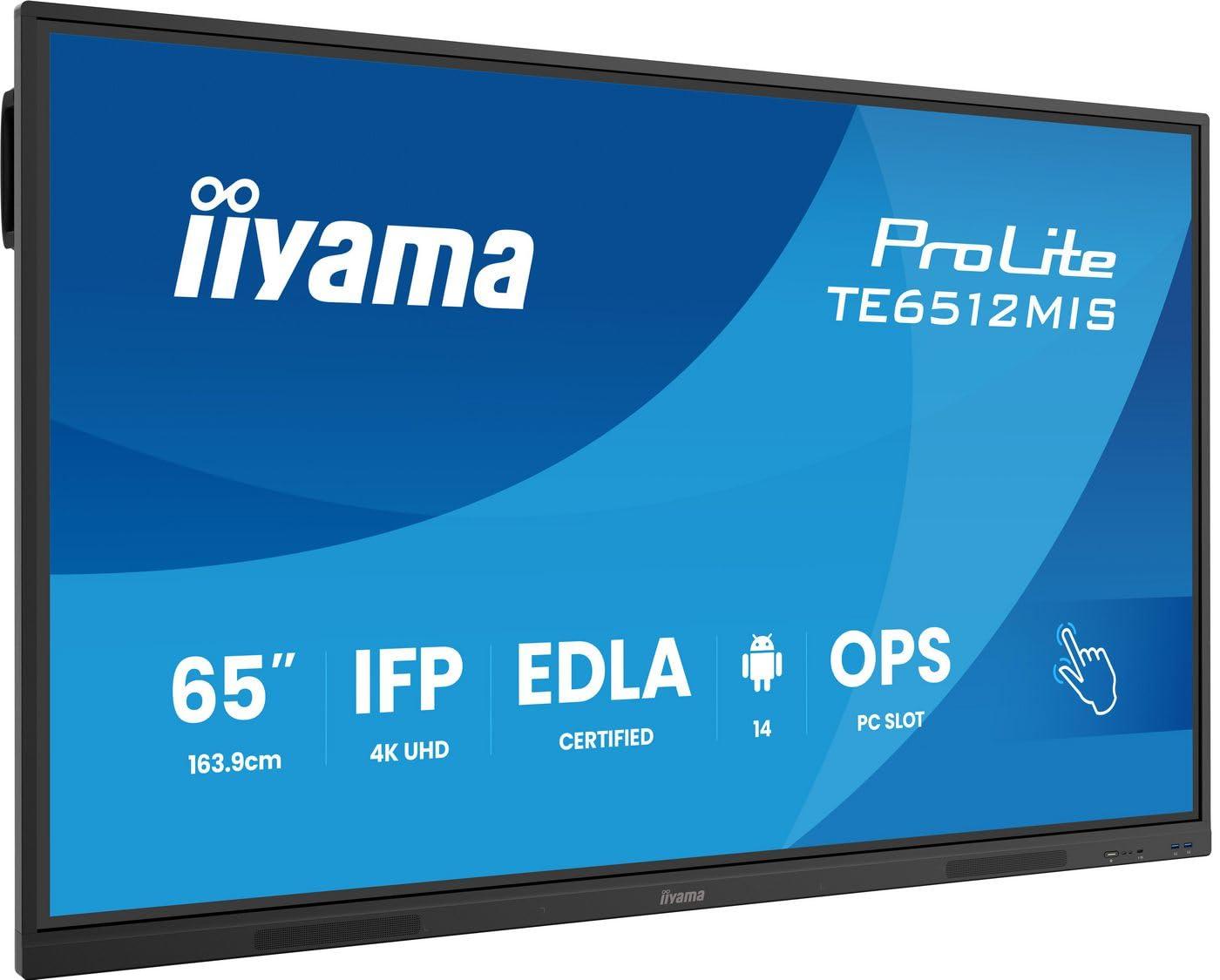 iiyama-prolite-te6512mis-b4ag-163-9-cm-65-va-dled-large-formato-display-4k-uhd-40-touchpoint-puretouch-ir-vga-hdmi-dp-usb-c-usb3-2-rs-232c-rj45-hdmi-out-7h-ops-wifi-android-14-os-iicontrol-antiglare