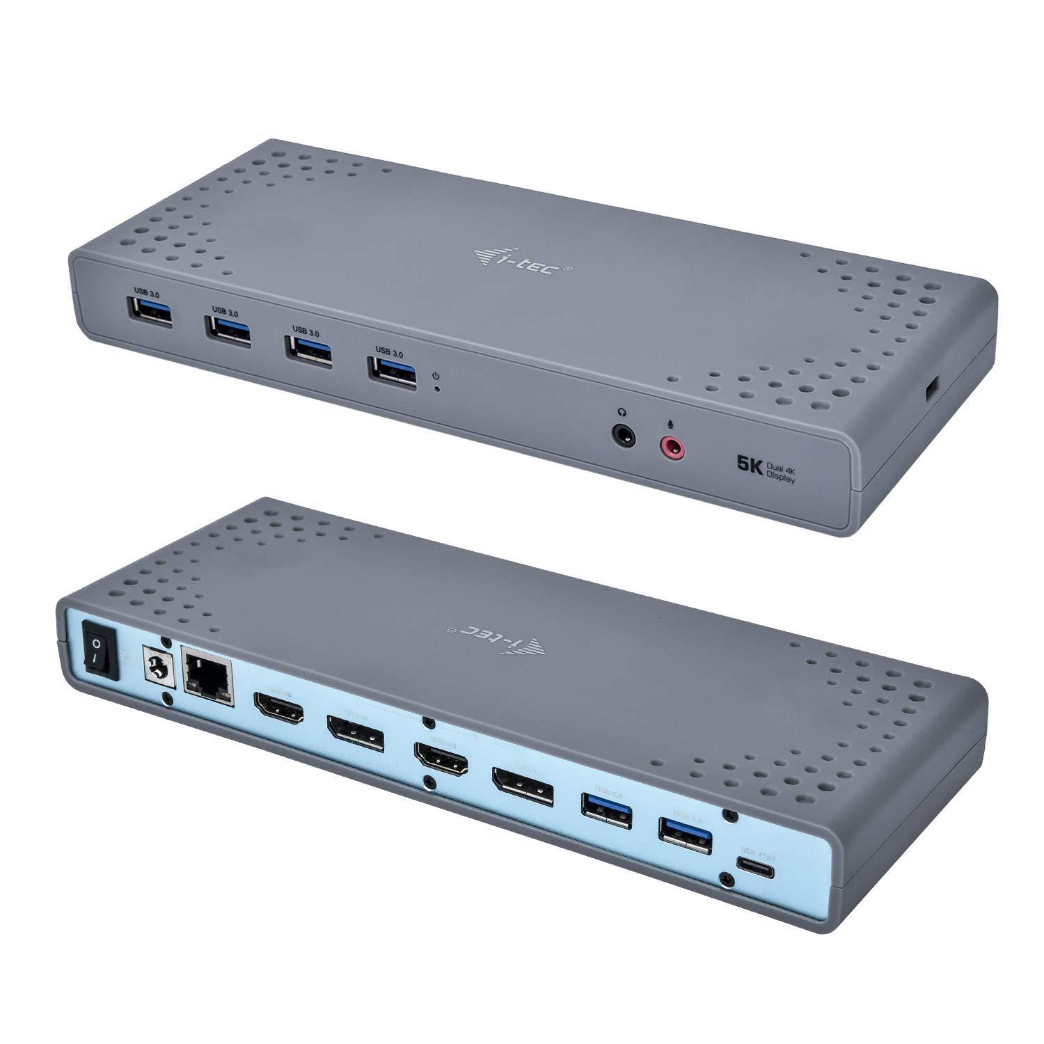 i-tec-usb-3-0-usb-c-5k-2x-4k-docking-station-universale-2x-hdmi-2x-display-port-1x-glan-6x-usb-a-3-0-1x-audio-dentro-fuori-k-lock-per-windows-macos-linux-android-thunderbolt-3-compatibile