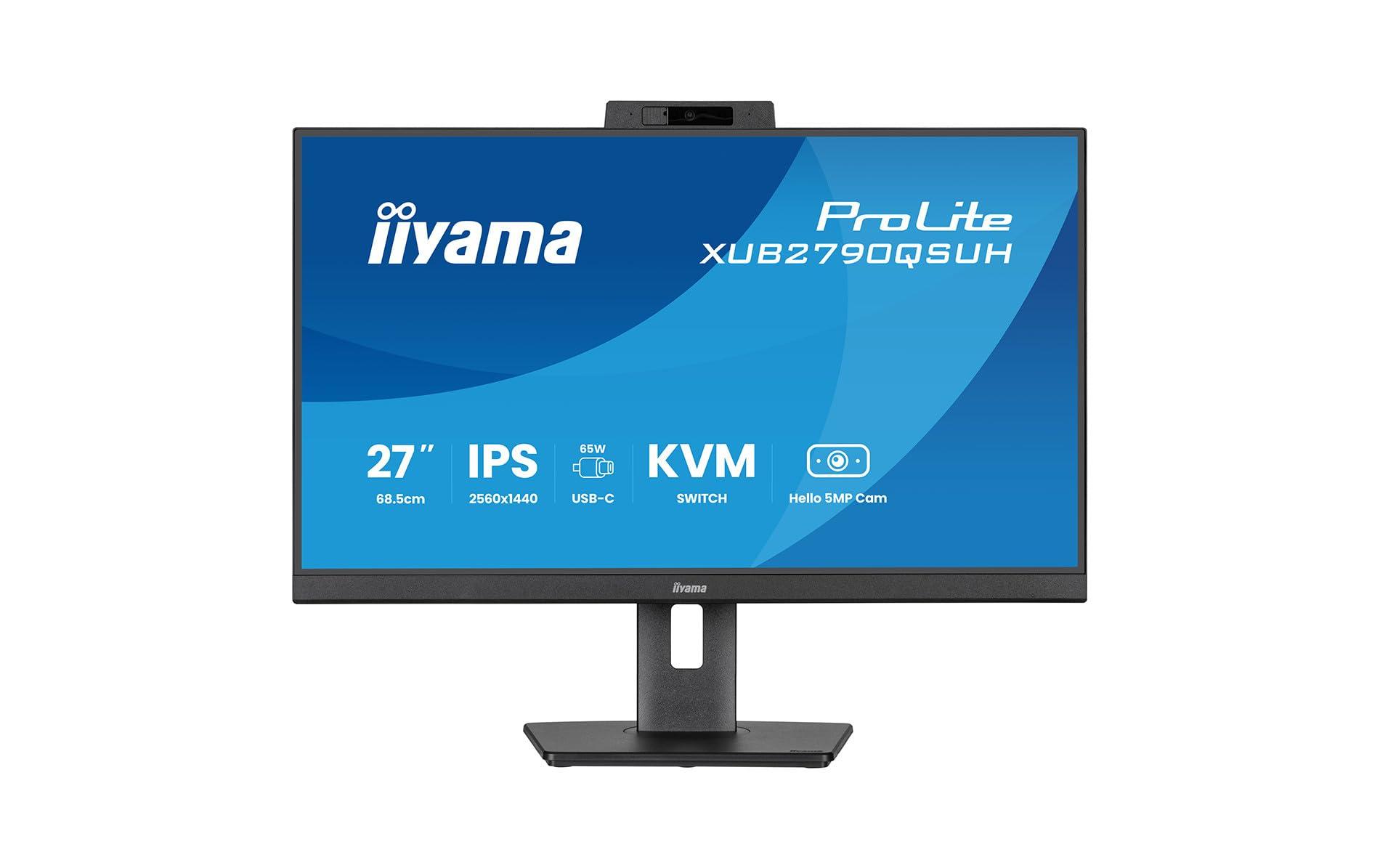 iiyama-xub2790qsuh-b1-27-windows-hello-cam-ips-100hz-slim-bezel-4ms-2560x1440-hdmi-dp-usb-c-65w-pd-supporto-regolabile-in-altezza-webcam