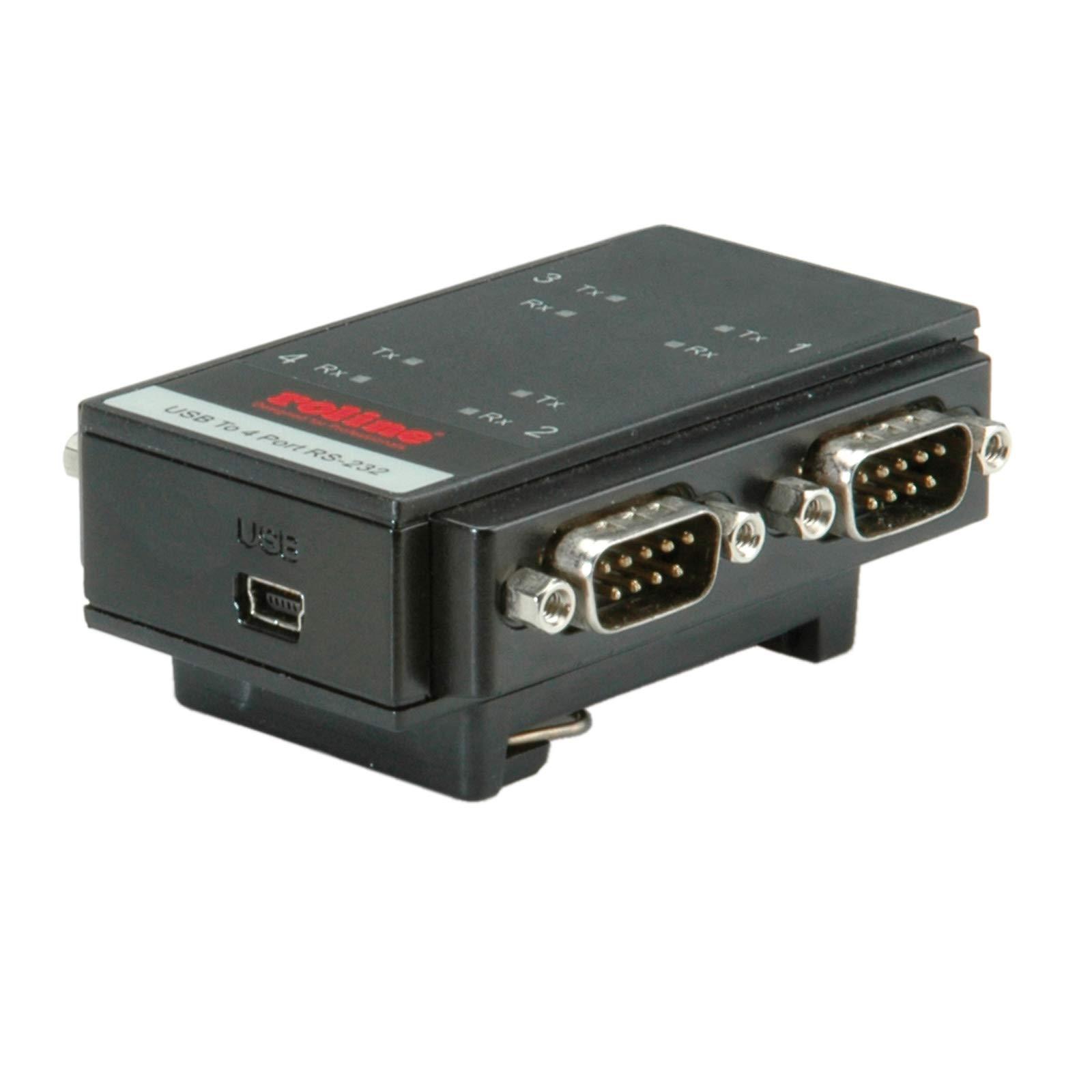 roline-usb-2-0-to-rs232-adapter-for-din-rail-4-ports-nero-cavo-di-interfaccia-e-adattatore