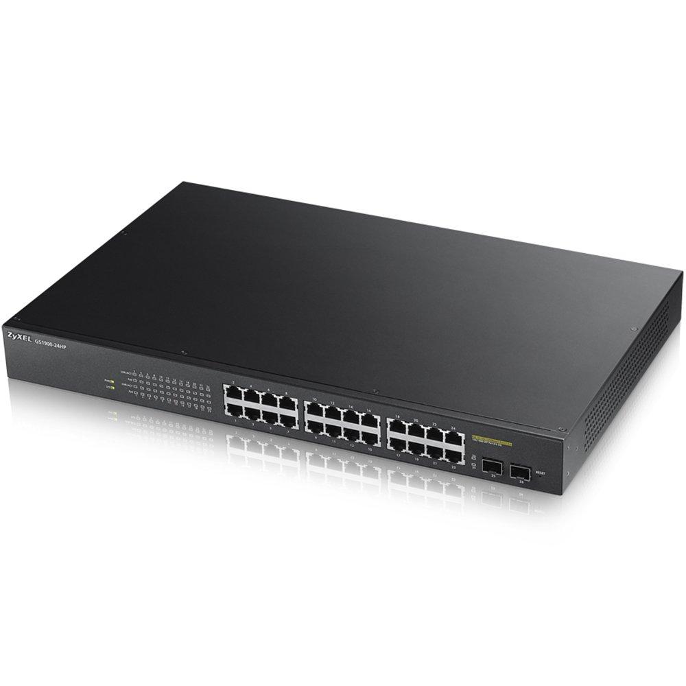 zyxel-switch-poe-gigabit-a-24-porte-gestito-intelligente-montaggio-su-rack-24x-porte-poe-con-budget-di-170-watt-e-2-porte-sfp-vlan-igmp-qos-gs1900-24hp