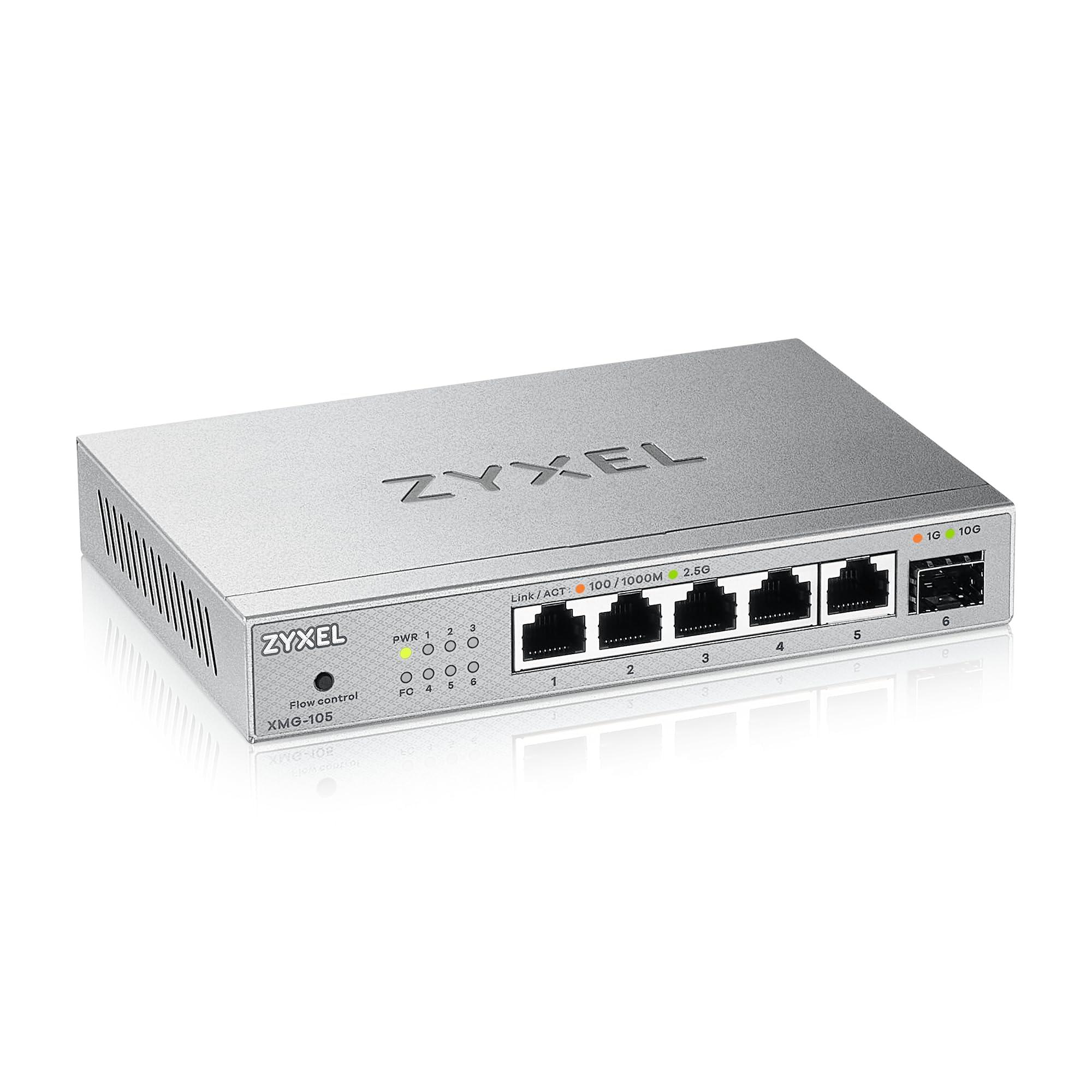 zyxel-switch-ethernet-5-porte-unmanaged-multi-gigabit-switch-2-5-gigabit-1-x-10gb-sfp-montaggio-su-desktop-o-parete-xmg-105
