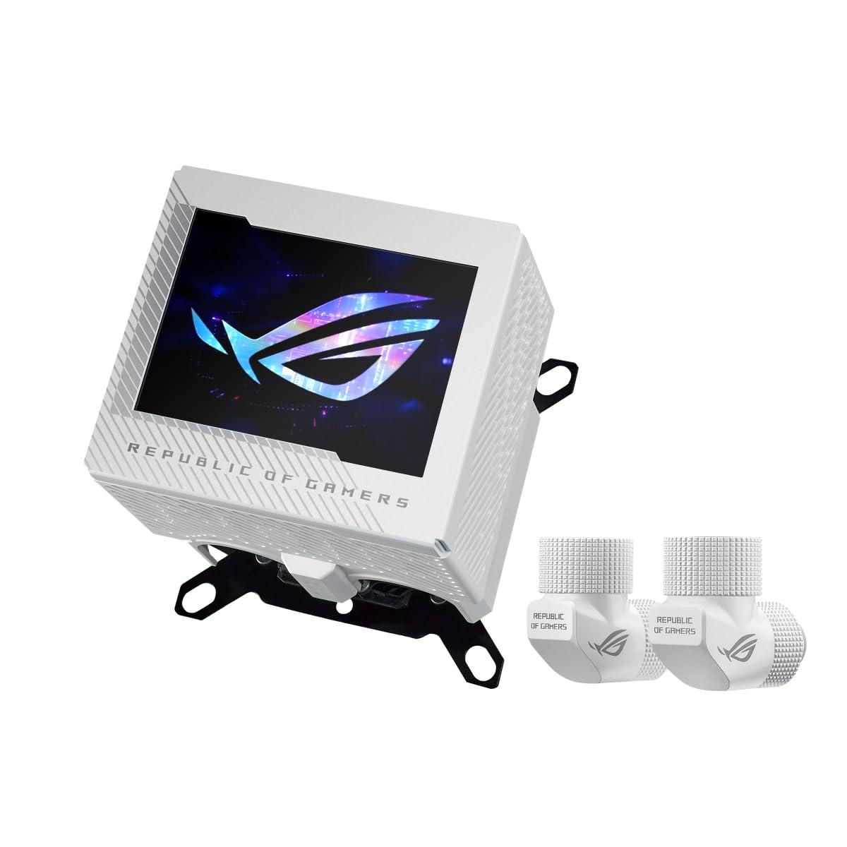 asus-rog-ryujin-iii-wb-wht-sistema-di-raffreddamento-ad-acqua-ad-anello-aperto-water-block-con-178-alette-di-micro-raffreddamento-schermo-lcd-da-3-5-con-elementi-a-tema-rog-bianco