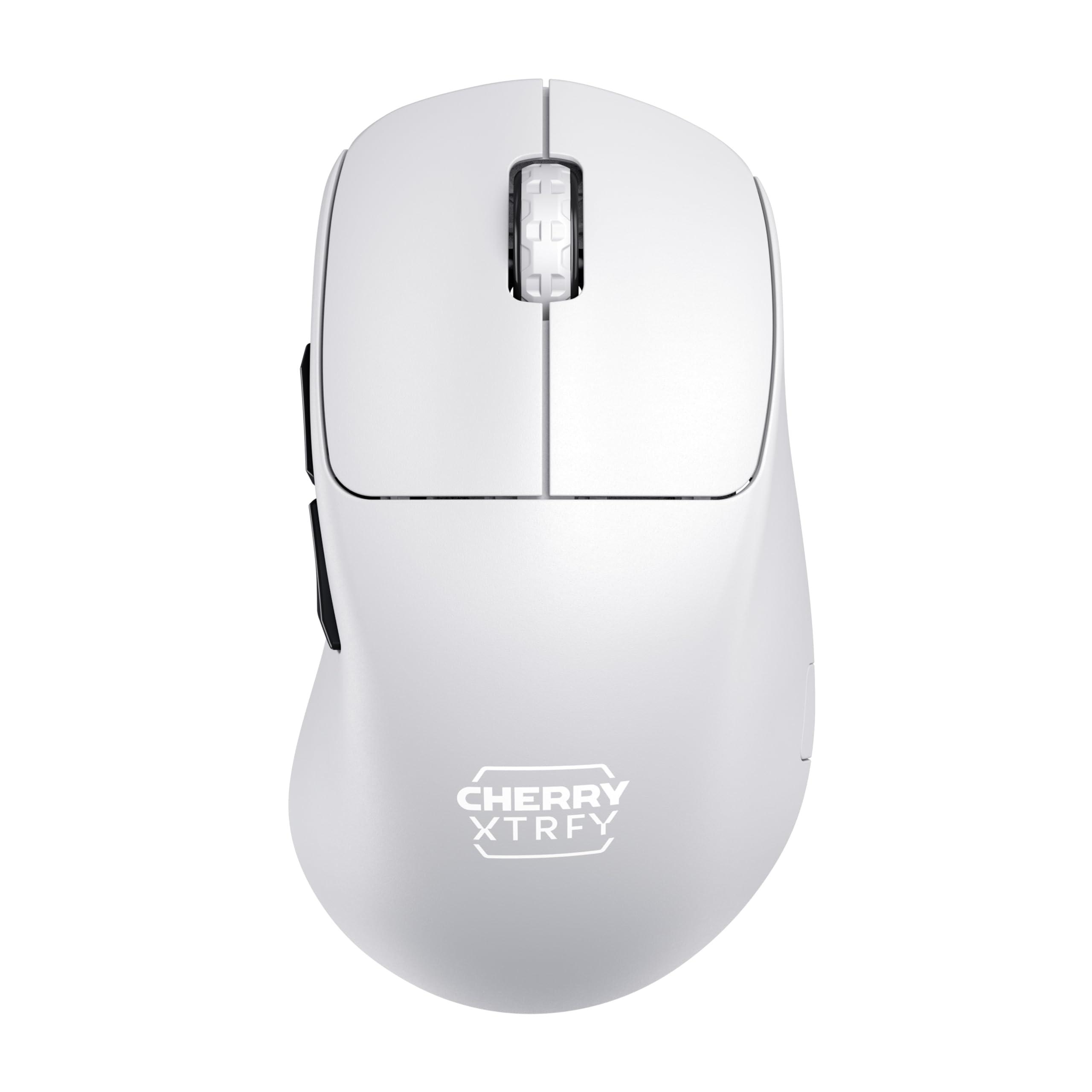 cherry-xtrfy-m64-pro-wireless-mouse-da-gioco-ultraveloce-2-4-ghz-ottimizzato-per-esports-mouse-8k-forma-ergonomica-piatta-davanti-bianco