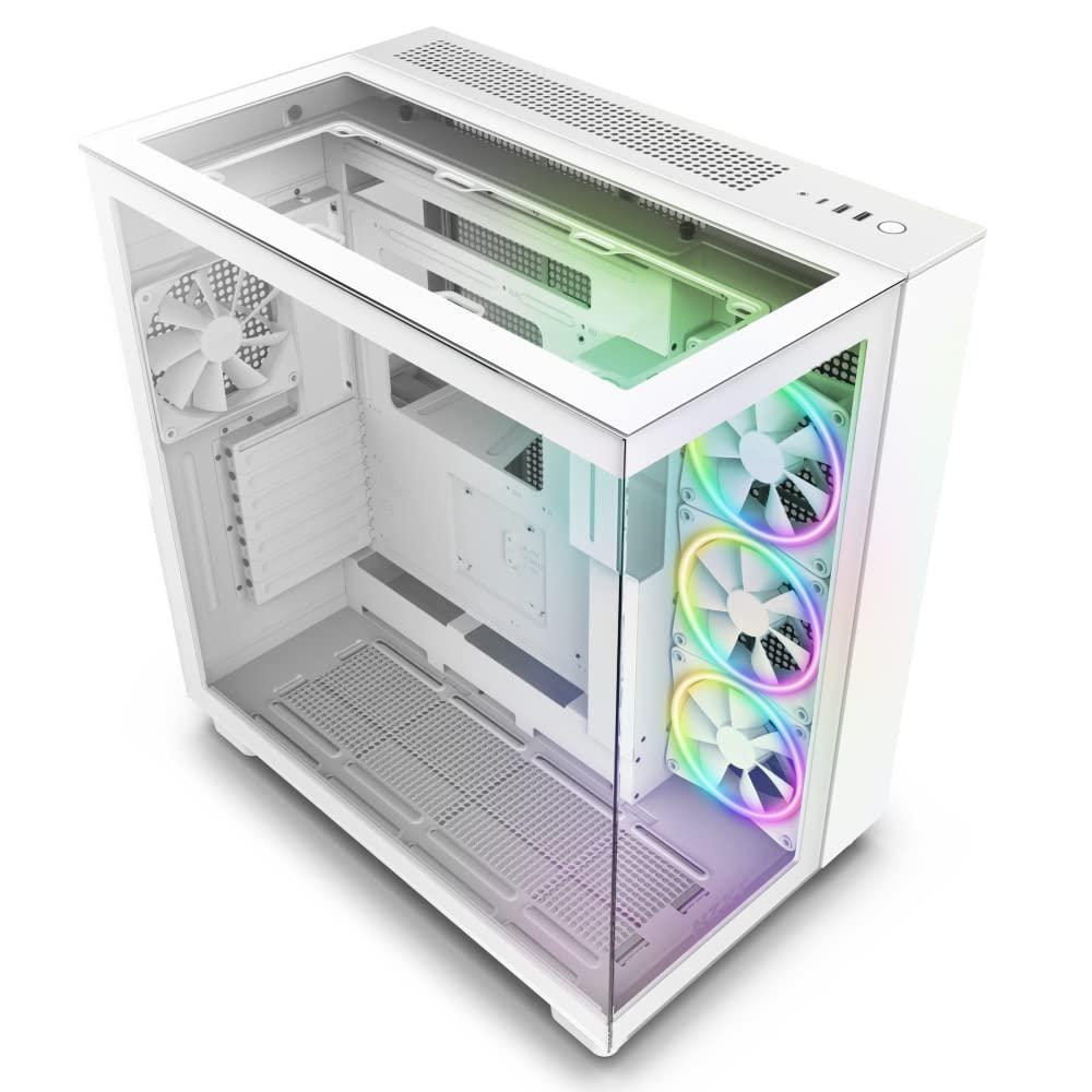 nzxt-h9-elite-case-per-pc-gaming-mid-tower-atx-a-doppia-camera-include-3-ventole-f120-rgb-duo-da-120-mm-con-controller-pannello-frontale-superiore-e-laterale-in-vetro-bianco-cm-h91ew-01