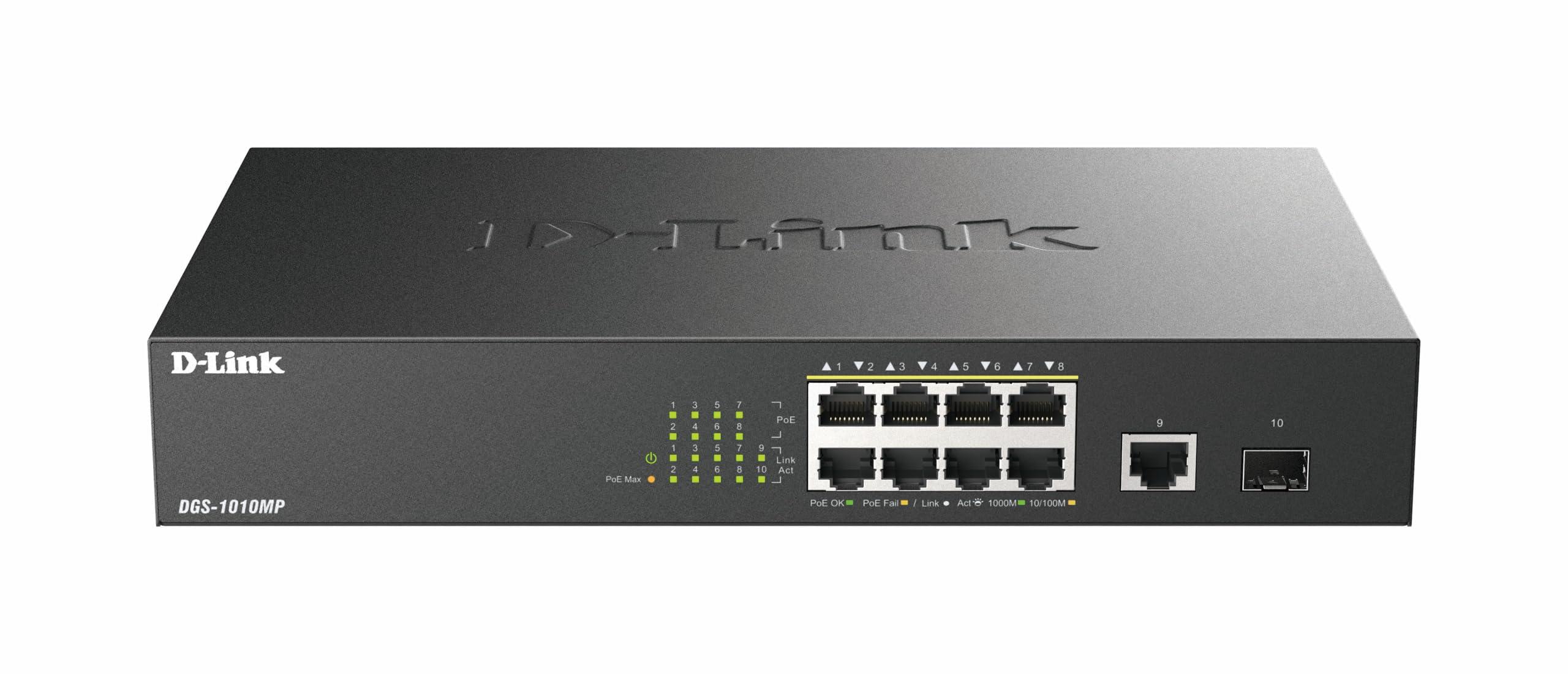 d-link-dgs-1010mp-switch-gigabit-max-poe-a-10-porte-8-porte-gigabit-poe-da-30-w-budget-poe-125-w-uplink-in-fibra-ottica-sfp-senza-ventole-silenzioso-risparmio-energetico-alloggiamento-in
