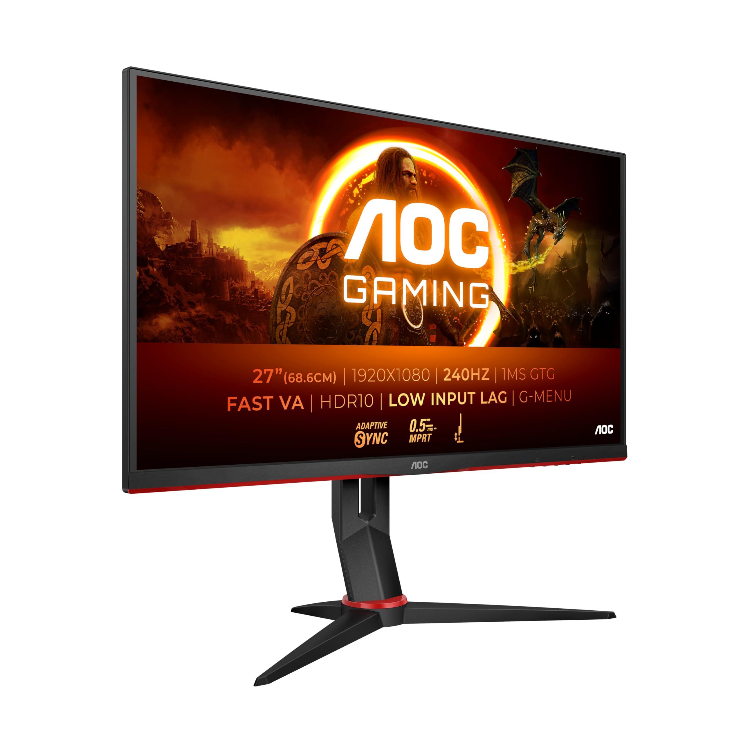 aoc-gaming-27g2zn3-monitor-da-27-pollici-240-hz-0-5-ms-freesync-premium-1920x1080-hdmi-displayport-regolabile-nero-rosso-27-pollice-fhd-280-hz-regolazione-altezza
