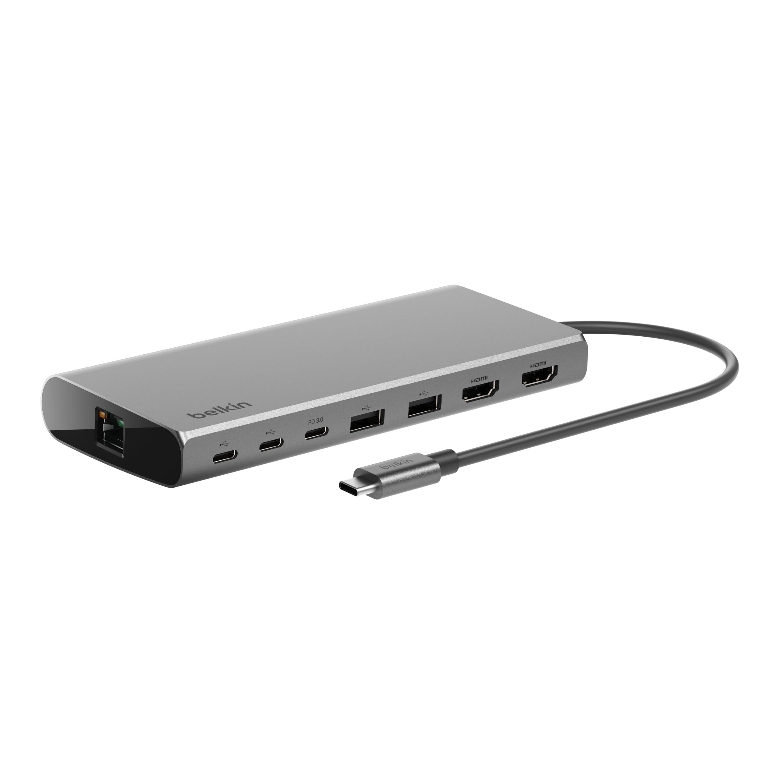 belkin-connect-hub-universale-8-in-1-usb-c-per-2-display-core-con-tecnologia-silicon-motion-compatibile-con-mac-windows-e-chromebook-100-w-pd-velocita-di-trasferimento-di-10-gbps-1-gbe-argento
