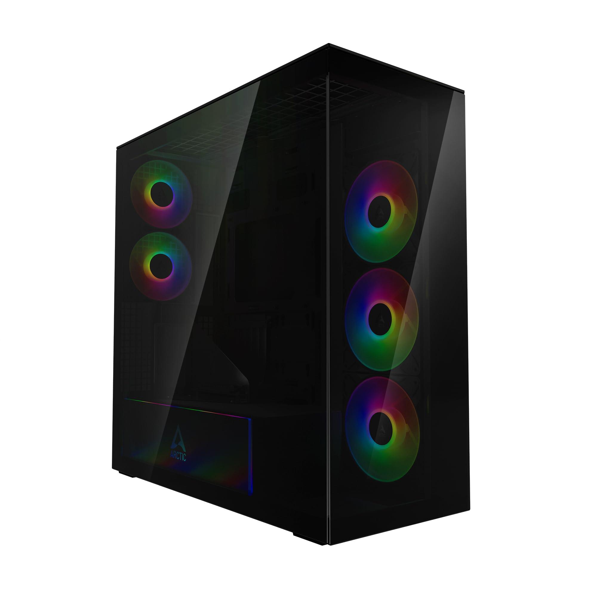 arctic-xtender-vg-black-con-supporto-verticale-per-gpu-case-per-pc-vetro-panoramico-temperato-supporto-per-radiatore-2-x-420-mm-torre-midi-e-atx-5x-ventole-a-rgb-preinstallate-nero
