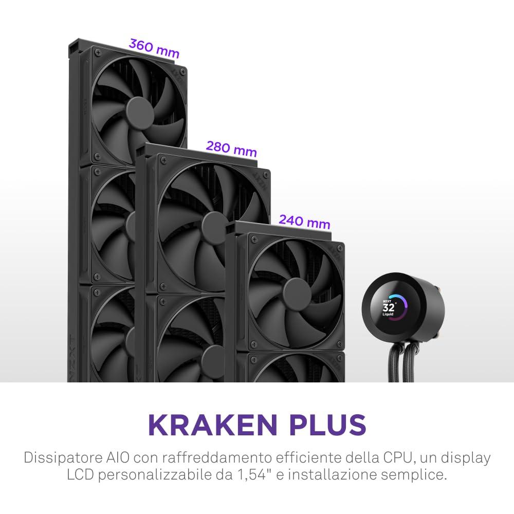 nzxt-kraken-plus-360-aio-cpu-liquid-cooler-360mm-radiator-3-x-f120p-fans-customizable-1-54-square-lcd-amd-am5-am4-intel-lga-1851-1700-1200-115x-black