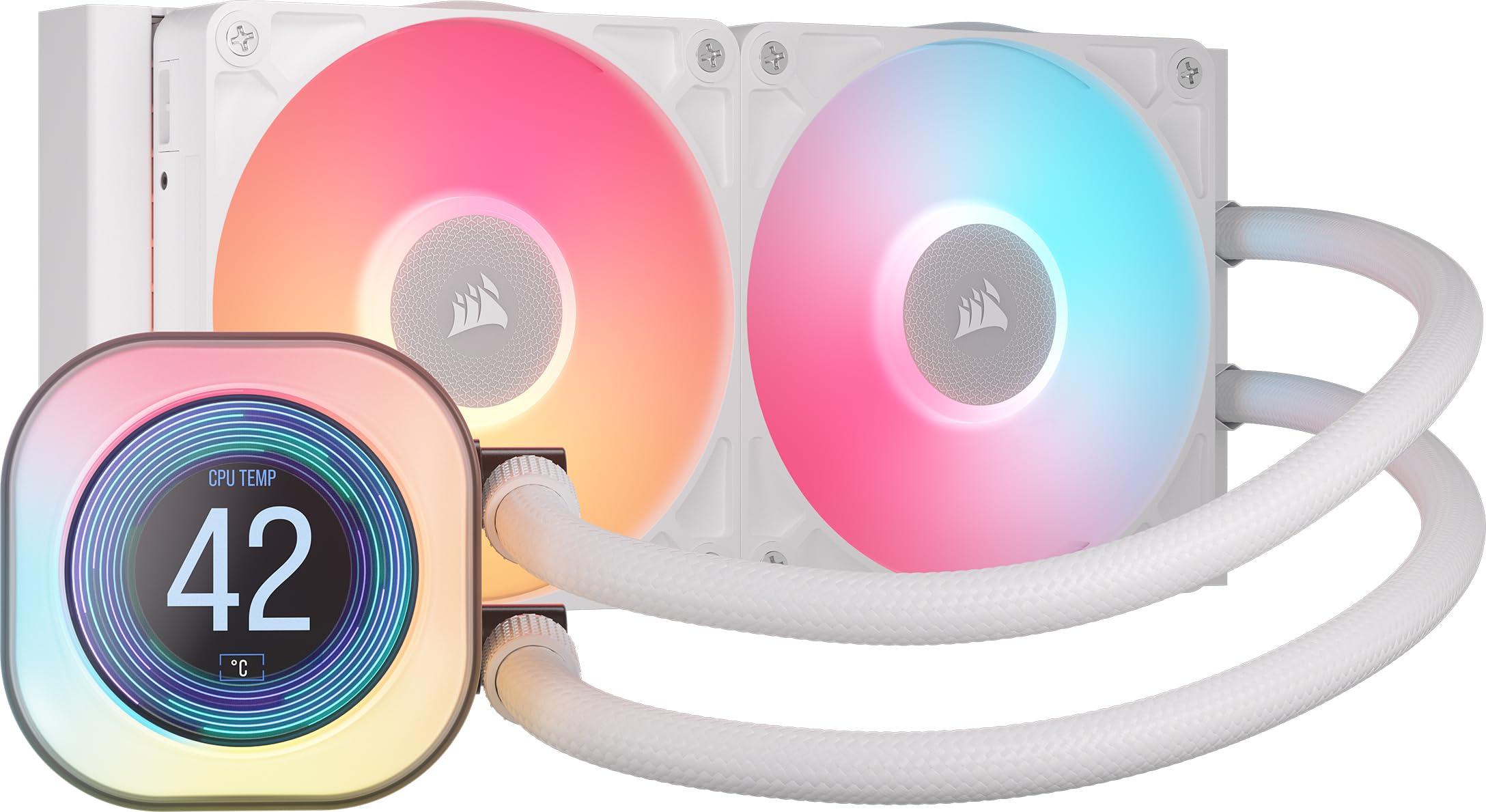 corsair-icue-link-titan-240-rx-lcd-raffreddatore-cpu-a-liquido-motore-di-raffreddamento-flowdrive-intel-lga-1851-1700-amd-am5-am4-2x-rx120-ventole-rgb-icue-link-system-hub-incluso-bianco