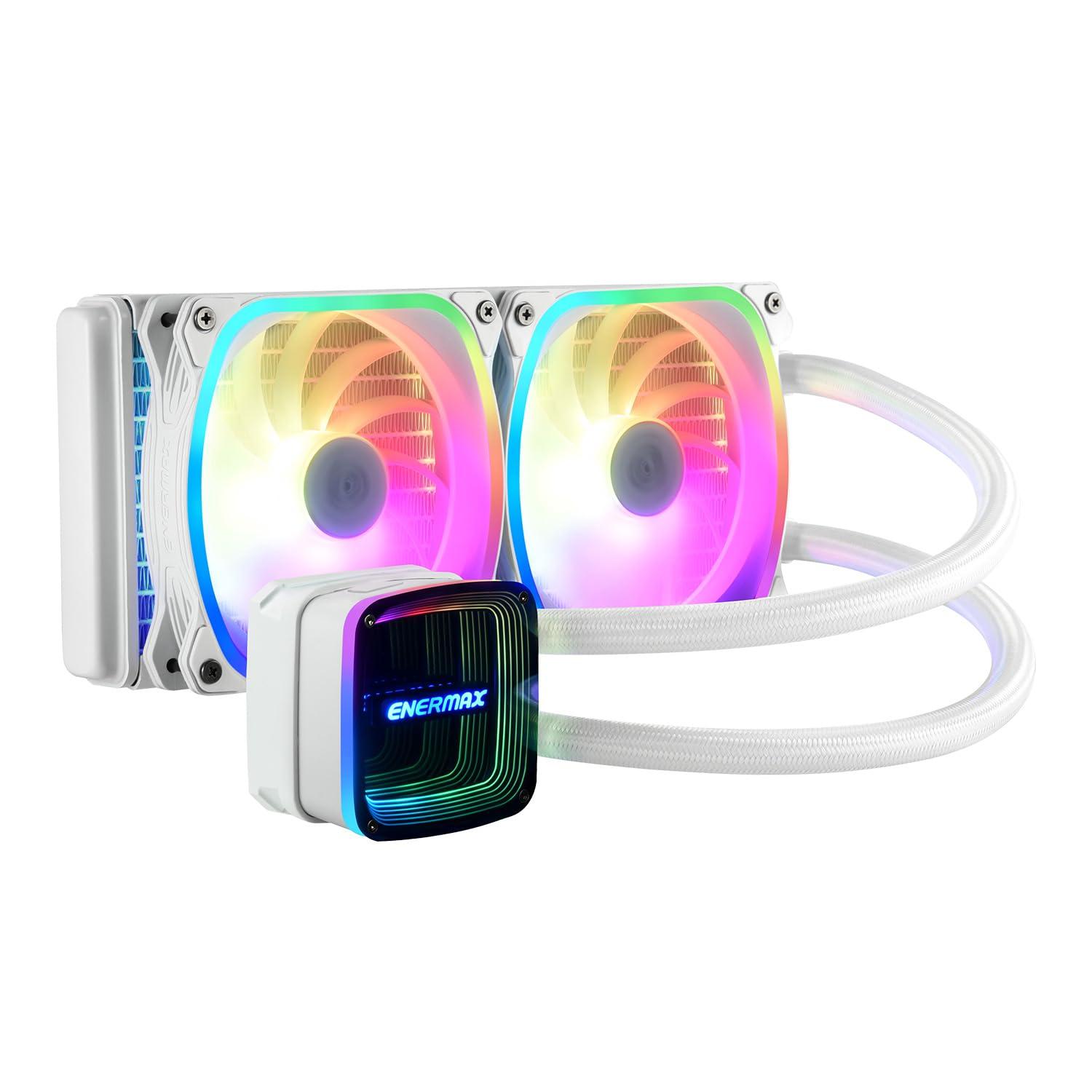 enermax-aquafusion-adv-snow-edition-argb-240-mm-aio-cpu-dual-chamber-intel-lga1700-amd-am5-support-330w-tdp-2-ventole-squa-rgb-white-120-pwm-elc-aqfa240-sqa-bianco