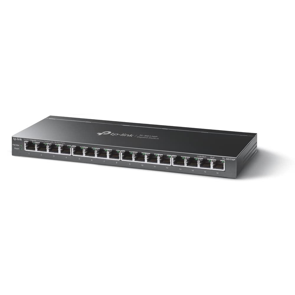 tp-link-tl-sg116p-switch-gigabit-16-porte-con-16-poe-30w-per-porta-poe-120w-totali-802-3af-at-isolamento-cassa-in-metallo-plug-play-silenzioso-e-durevole