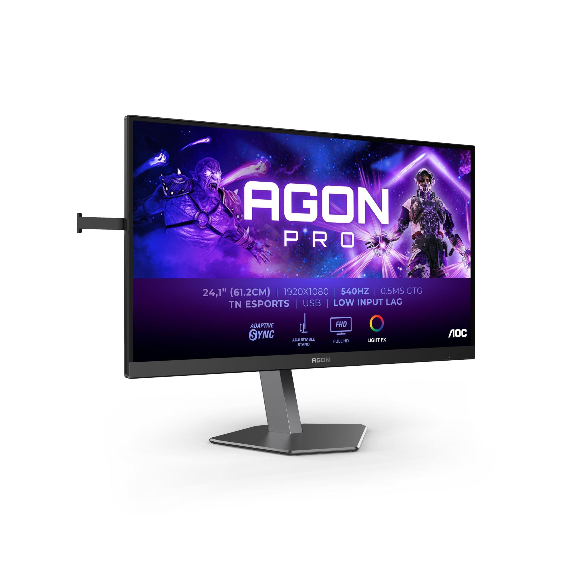 aoc-agon-pro-ag246fk-monitor-gaming-fhd-da-24-1-pollici-540-hz-0-5-ms-freesync-premium-g-sync-comp-hdr400-2x-hdmi-displayport-usb-hub-nero-grigio-tn-adaptive-sync-24-pollice-4k-540-hz