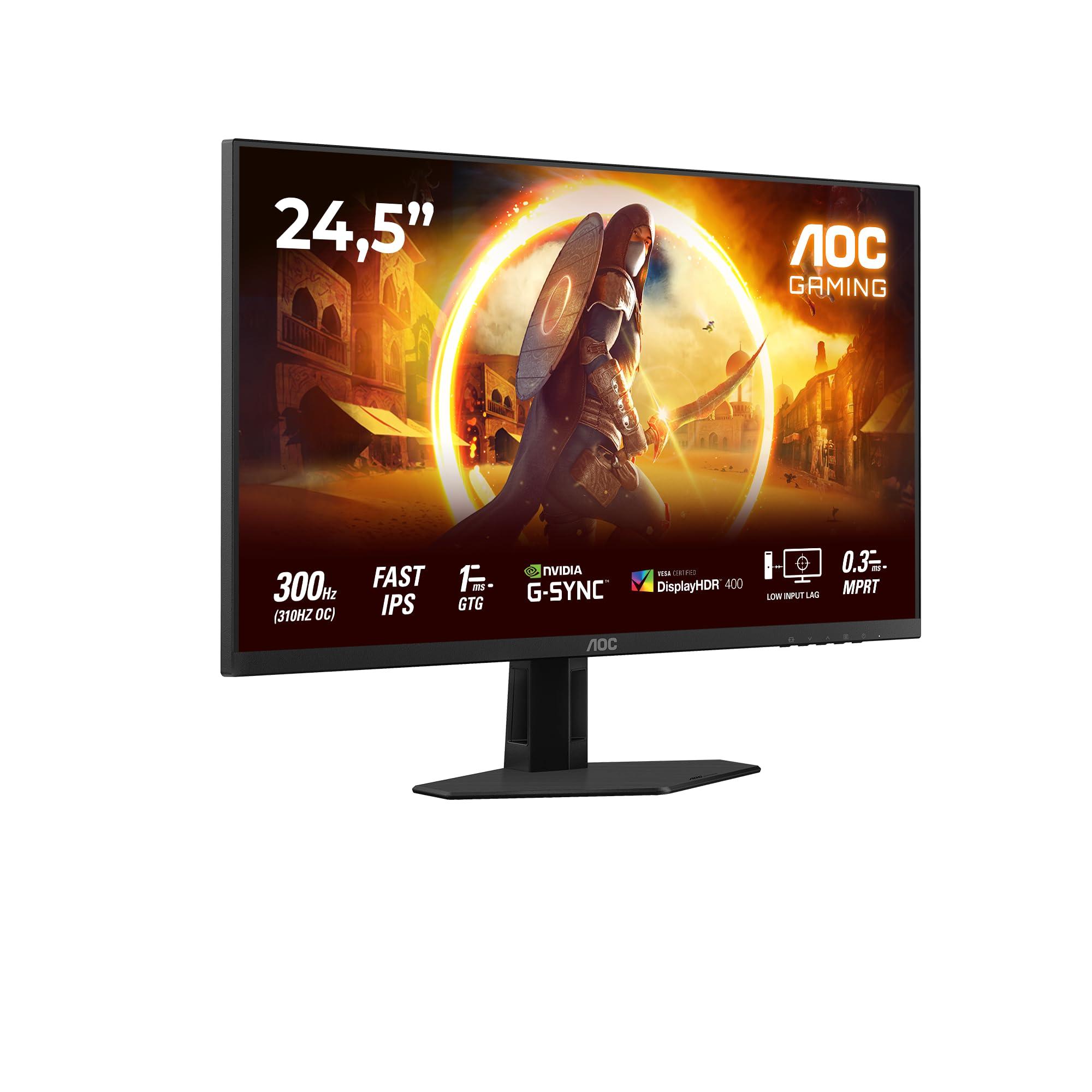aoc-gaming-25g4sre-monitor-full-hd-da-25-pollici-300-hz-1-ms-compensazione-g-sync-hdr400-1920x1080-2x-hdmi-2-0-displayport-1-4-nero-rosso-25-inch-fhd-fast-ips-supporto-fisso