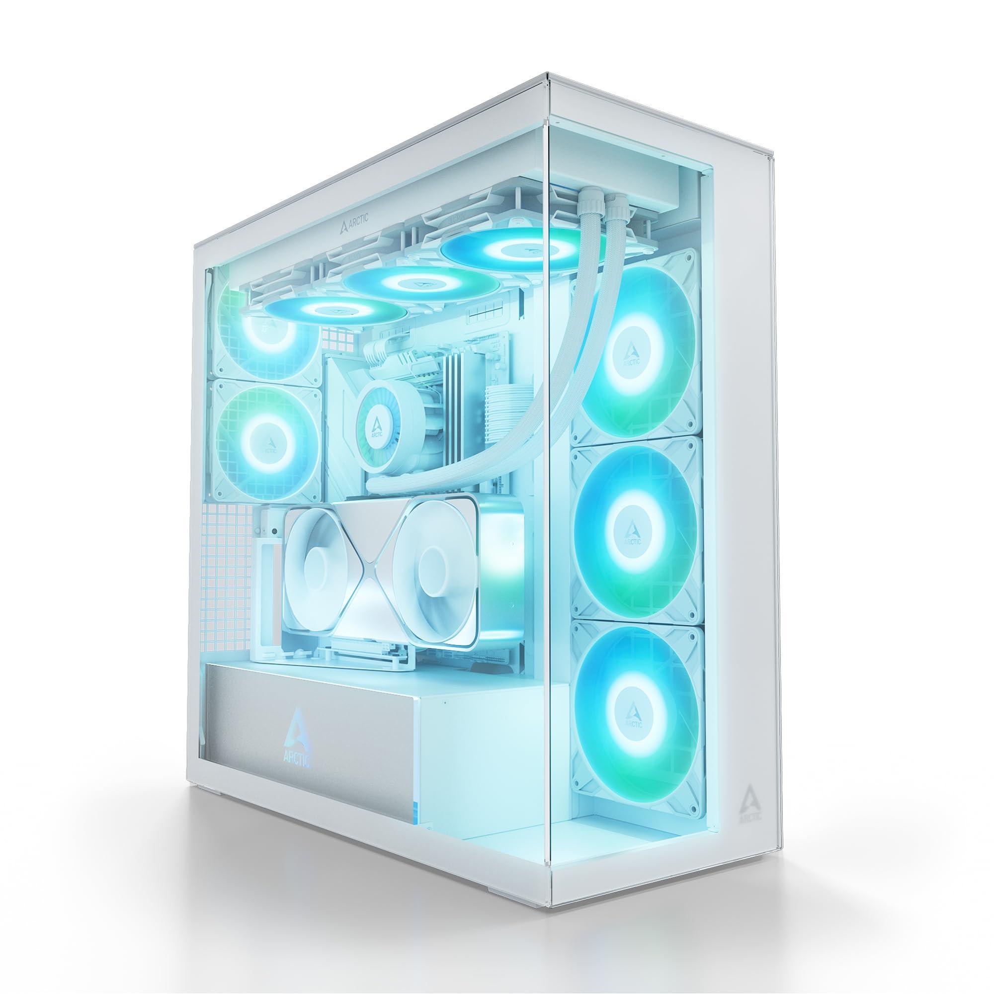 arctic-xtender-vg-white-con-supporto-verticale-per-gpu-case-per-pc-vetro-panoramico-temperato-supporto-per-radiatore-2-x-420-mm-torre-midi-e-atx-5x-ventole-a-rgb-preinstallate-bianco