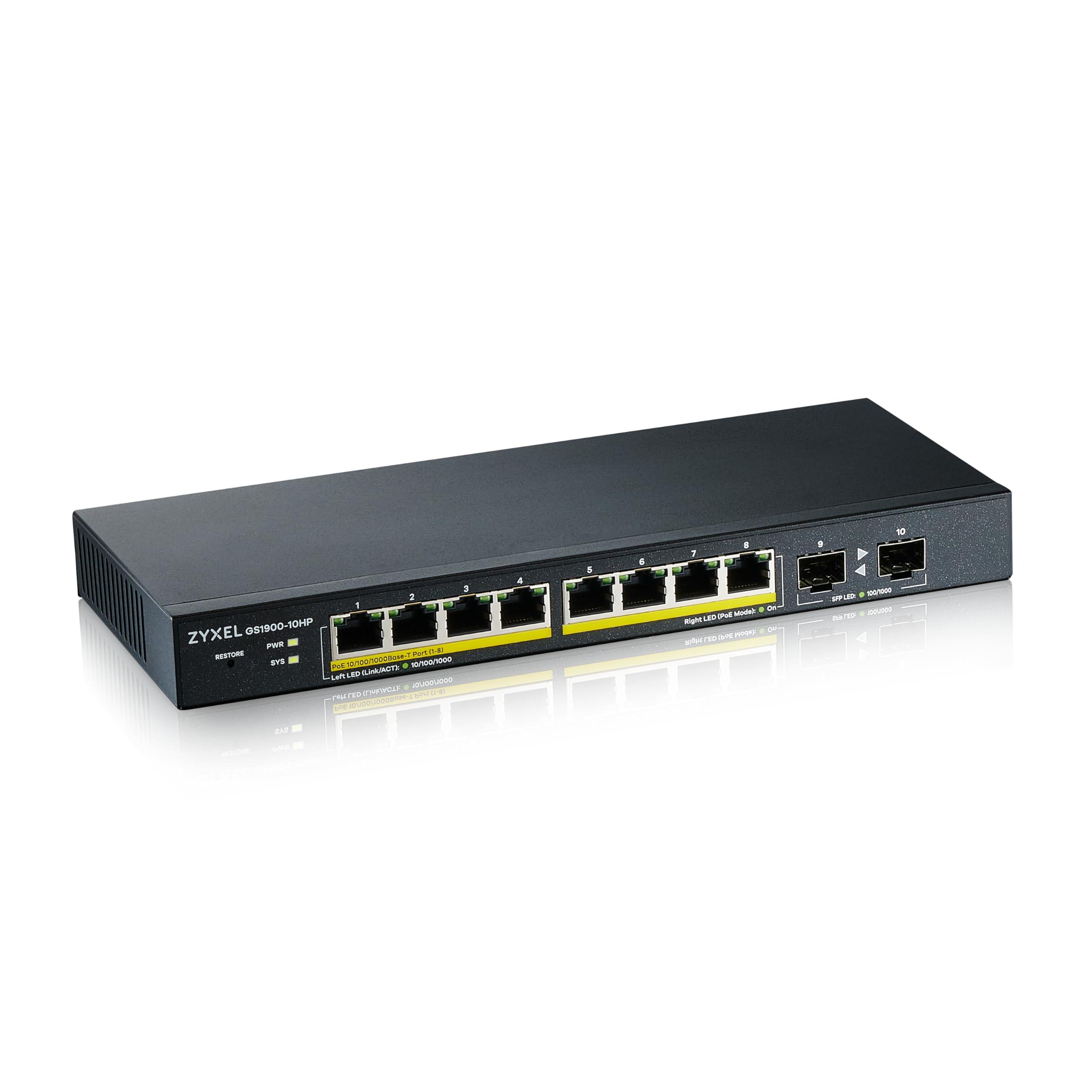 zyxel-8-porte-gigabit-poe-switch-gestione-smart-montaggio-a-parete-da-tavolo-e-senza-ventola-8-porte-poe-con-budget-da-77-w-e-2-porte-sfp-vlan-igmp-qos-garanzia-a-vita-gs1900-10hp