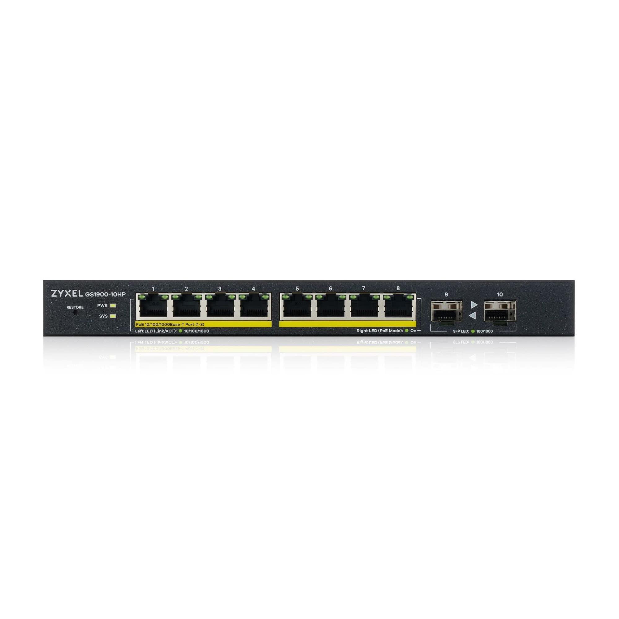 zyxel-8-porte-gigabit-poe-switch-gestione-smart-montaggio-a-parete-da-tavolo-e-senza-ventola-8-porte-poe-con-budget-da-77-w-e-2-porte-sfp-vlan-igmp-qos-garanzia-a-vita-gs1900-10hp