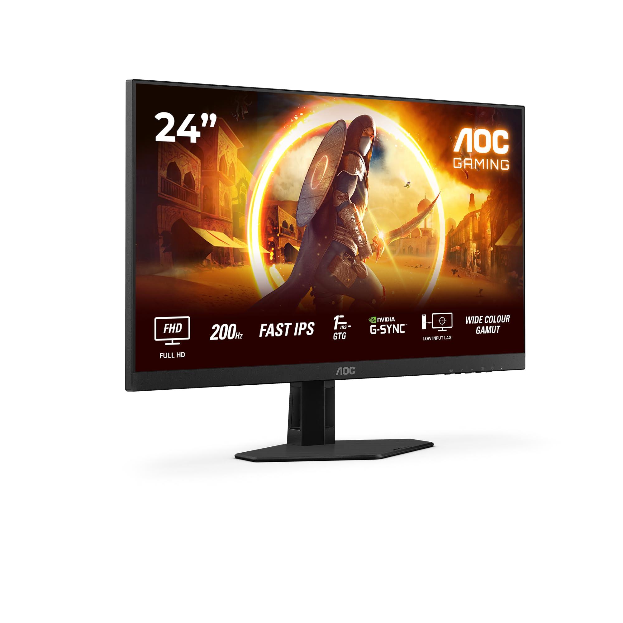 aoc-gaming-24g4hre-monitor-full-hd-da-24-pollici-200-hz-1-ms-compensazione-s-sync-hdr10-1920x1080-2x-hdmi-2-0-displayport-1-4-nero-rosso-24-inch-fhd-fast-ips-supporto-fisso-altoparlanti