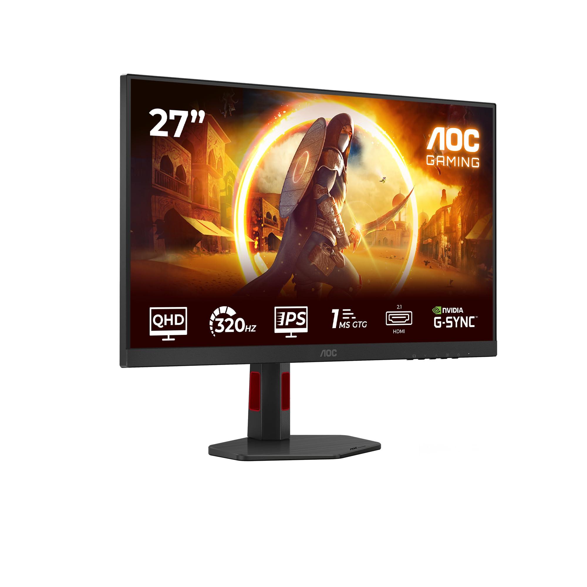 aoc-monitor-q27g4sru-da-27-pollici-qhd-300-hz-ips-0-3-ms-adaptive-sync-hdr400-regolazione-dell-altezza-altoparlanti-g-sync-comp-2560-x-1440-hdmi-2-x-2-1-dp-1-x-1-4-hub-usb-nero-rosso
