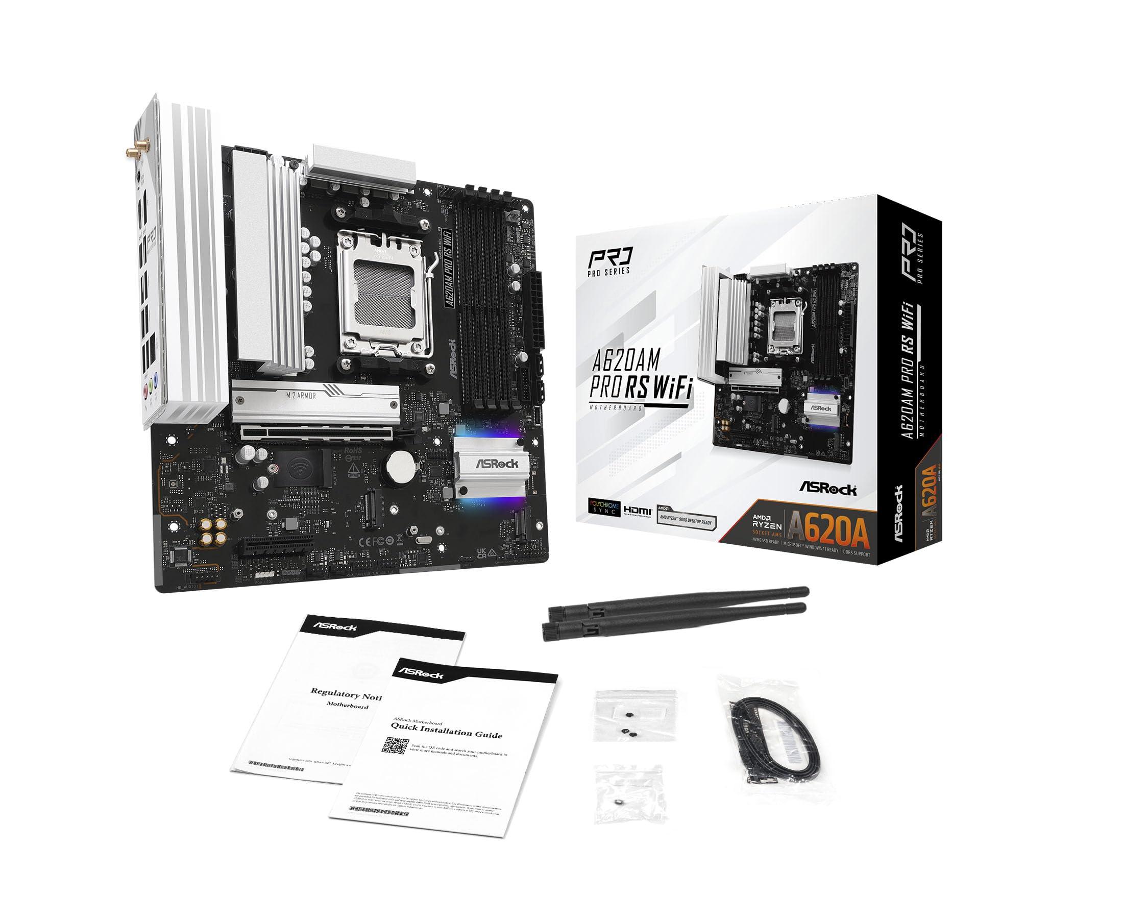 asrock-a620am-pro-rs-wifi-motherboard-micro-atx-socket-am5-amd-a620a-chipsatz-usb-3-2-gen-1-usb-c-3-2-gen-1-2-5-gigabit-lan-wi-fi-6e-bluetooth-onboard-grafik-cpu-erforderlich