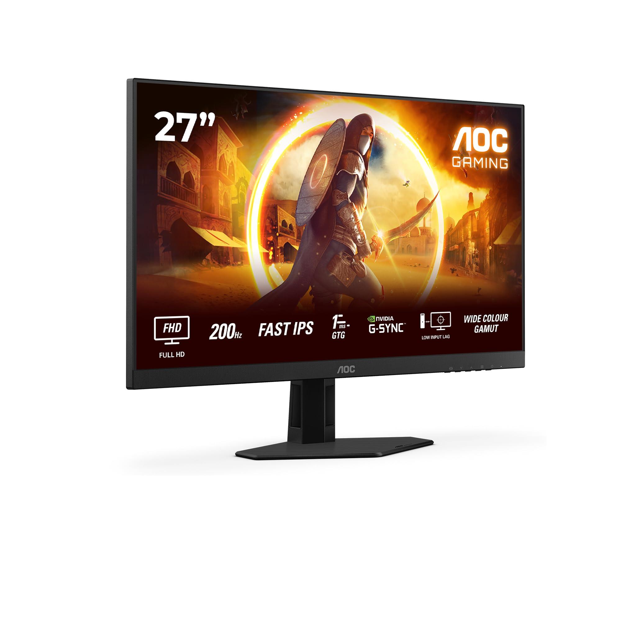 aoc-gaming-27g4hre-monitor-full-hd-da-27-pollici-200-hz-1-ms-compensazione-g-sync-hdr10-1920x1080-2x-hdmi-2-0-displayport-1-4-nero-rosso-27-inch-fhd-fast-ips-supporto-fisso-altoparlanti