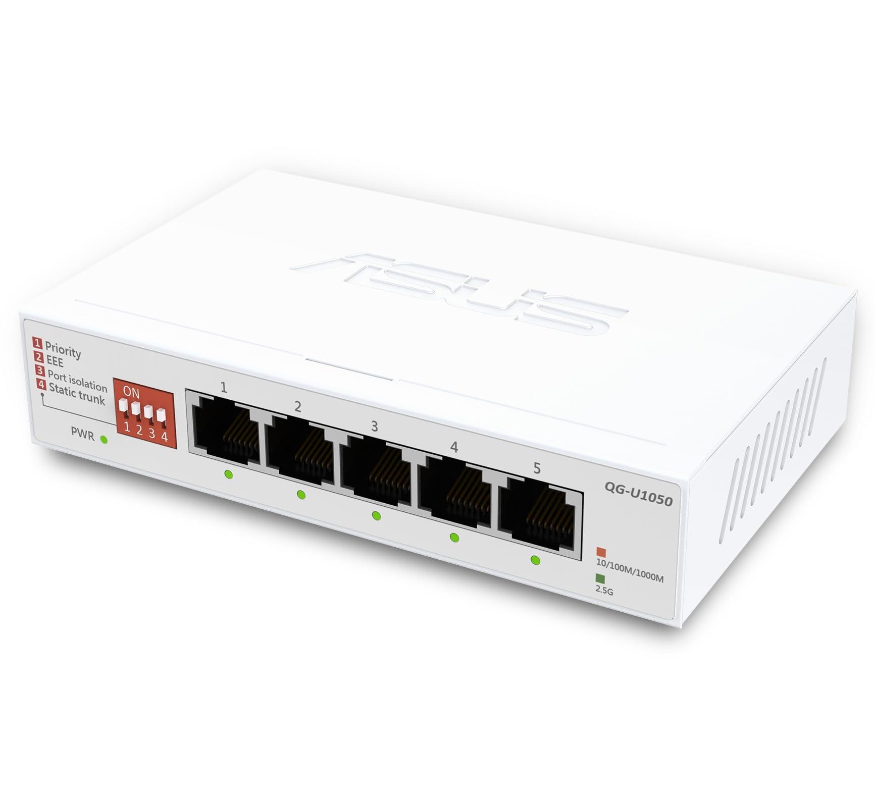 asus-qg-u1050-switch-non-gestibile-a-5-porte-e-2-5g-4-modalita-intelligenti-hub-di-rete-domestica-separatore-ethernet-plug-and-play-facile-configurazione-funzionamento-silenzioso