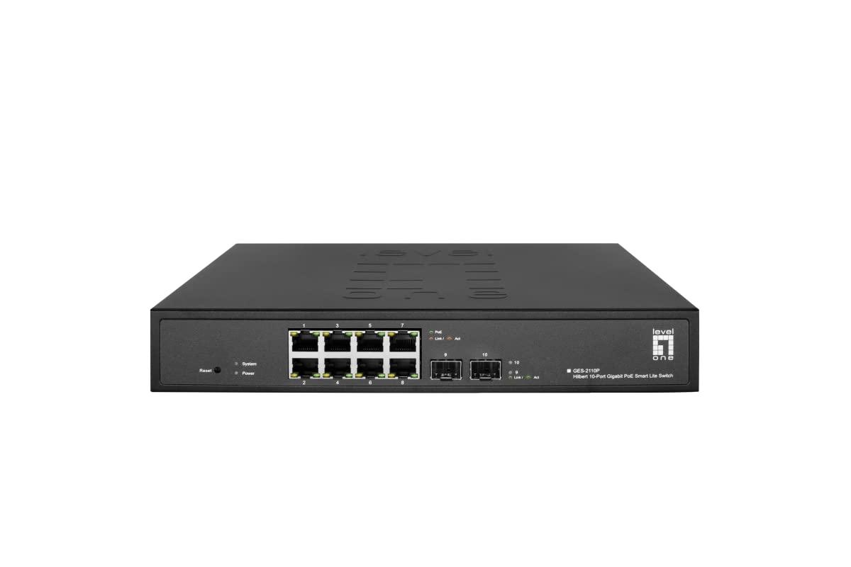 levelone-ges-2110p-hilbert-switch-gigabit-poe-smart-lite-a-10-porte-8-uscite-poe-2-x-gigabit-sfp-802-3at-af-poe-130-w