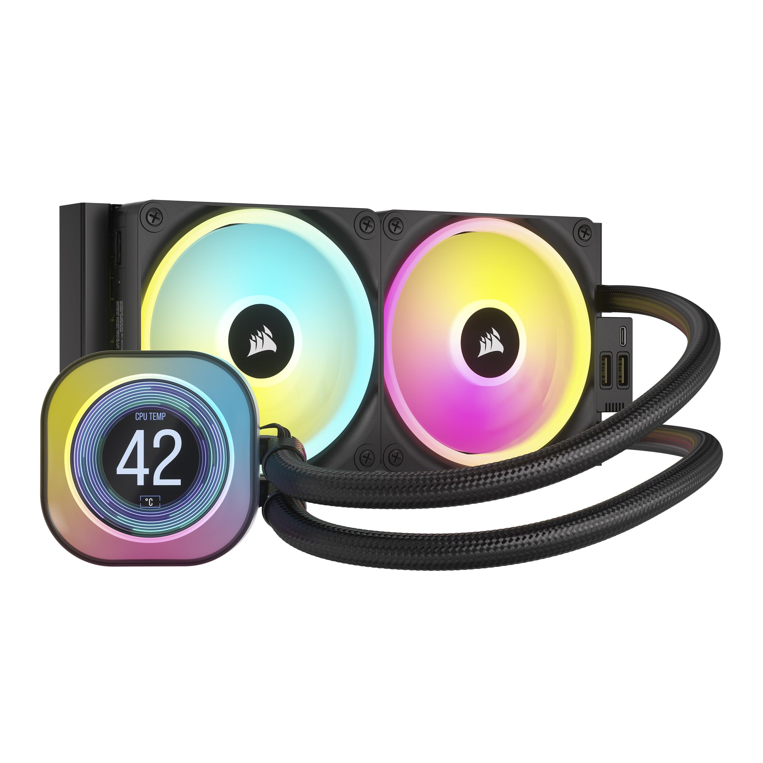 corsair-icue-link-h100i-raffreddatore-cpu-lcd-a-liquido-240-mm-aio-ventole-qx120-rgb-schermo-lcd-ips-da-2-1-adatto-a-intel-lga-1700-amd-am5-hub-di-sistema-icue-link-incluso-nero