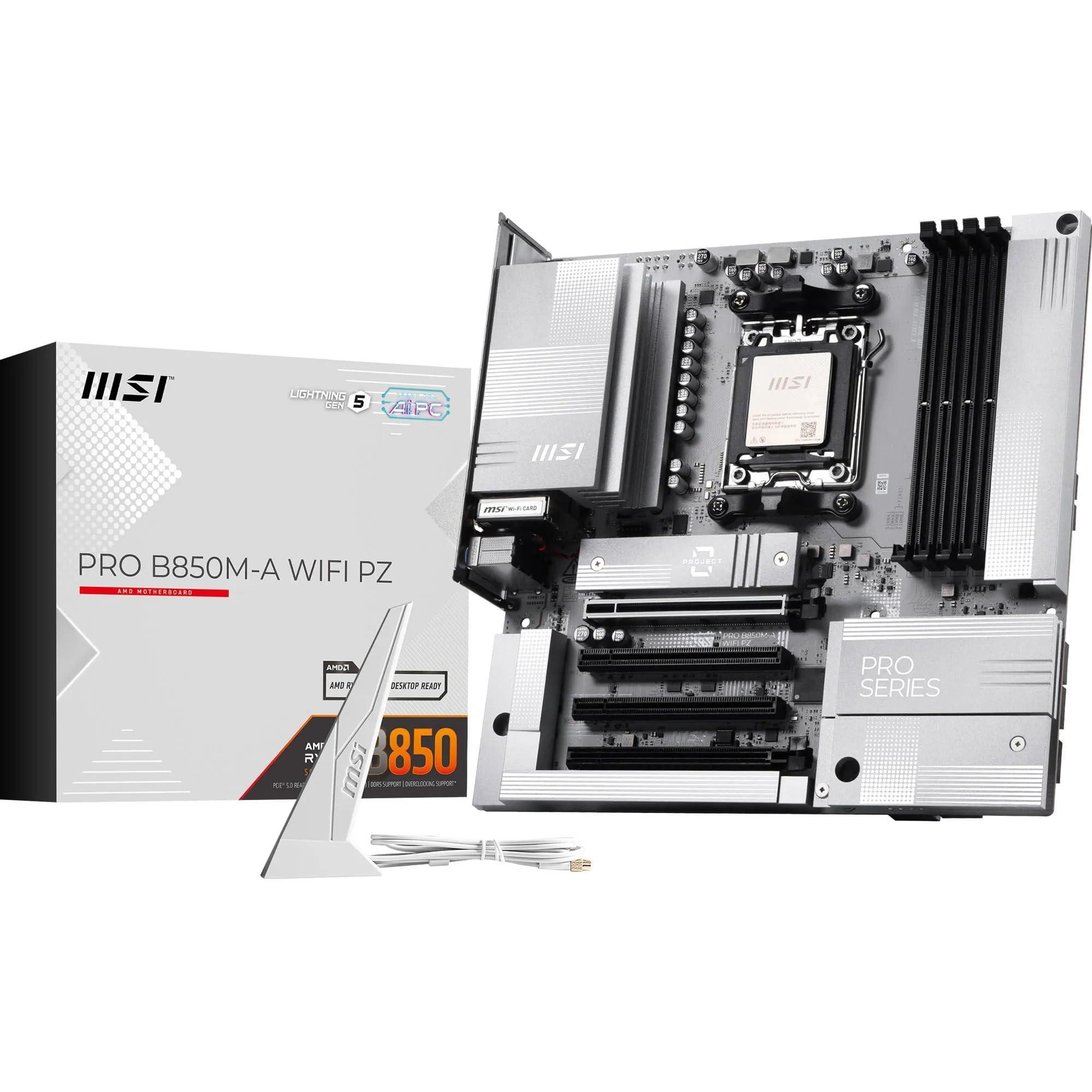 msi-pro-b850m-a-wifi-pz-motherboard-micro-atx-socket-am5-amd-b850-chipsatz-usb-3-2-gen-2-usb-c-3-2-gen2-usb-3-2-gen-1-5-gigabit-ethernet-wi-fi-7-bluetooth-onboard-grafik-cpu-erford