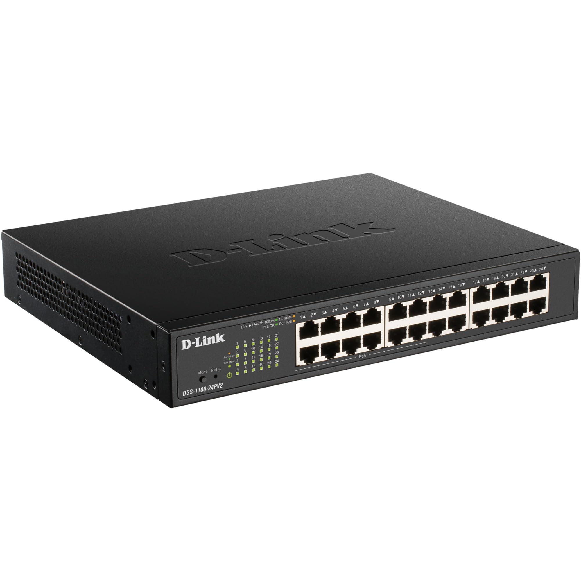 d-link-dgs-1100-24pv2-e-smart-switch-gestito-poe-24-porte-gigabit-di-cui-12-porte-poe-a-100w-802-3af-at-supporto-vlan-funzionalita-layer-2-qos-802-3az-eee-cavo-di-alimentazione-ue