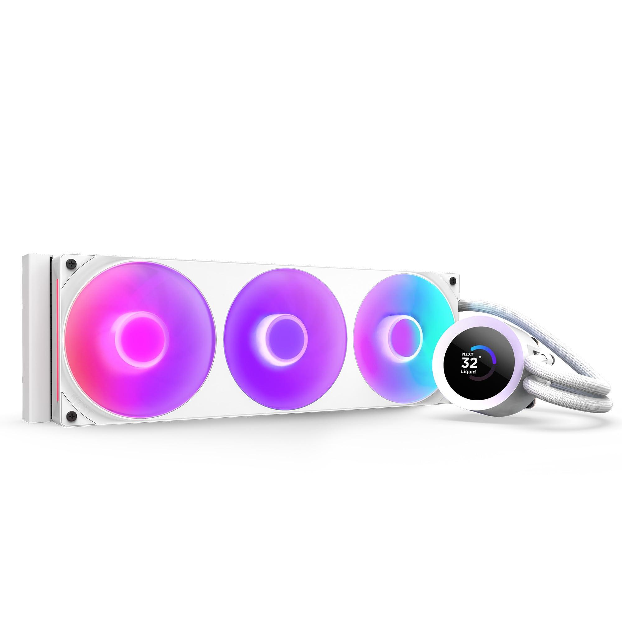 nzxt-kraken-plus-360-rgb-aio-cpu-liquid-cooler-360mm-radiator-f360-rgb-core-single-frame-fan-customizable-1-54-square-lcd-amd-am5-am4-intel-lga-1851-1700-1200-115x-white