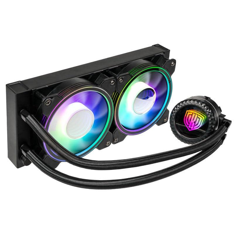 kolink-umbra-void-aio-performance-sistema-di-raffreddamento-a-liquido-aio-per-cpu-illuminazione-argb-effetto-specchio-infinito-alluminio-rame-240-mm-nero